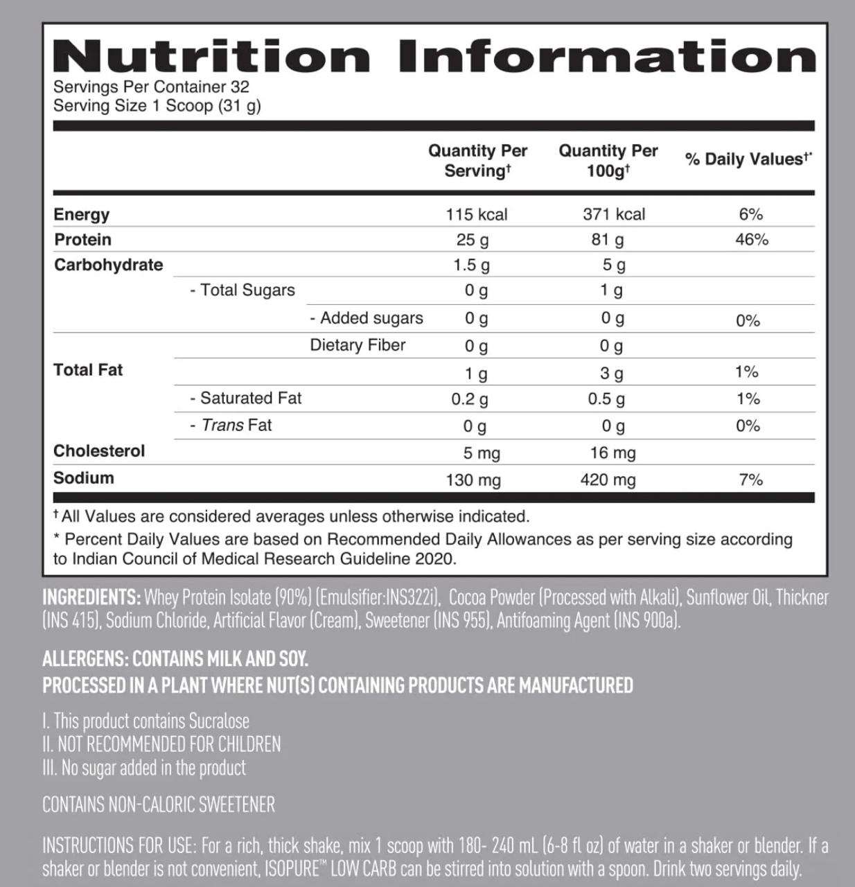 Isopure 100% Whey Protein Isolate, 1 kg (2.2 lb) - Image 3