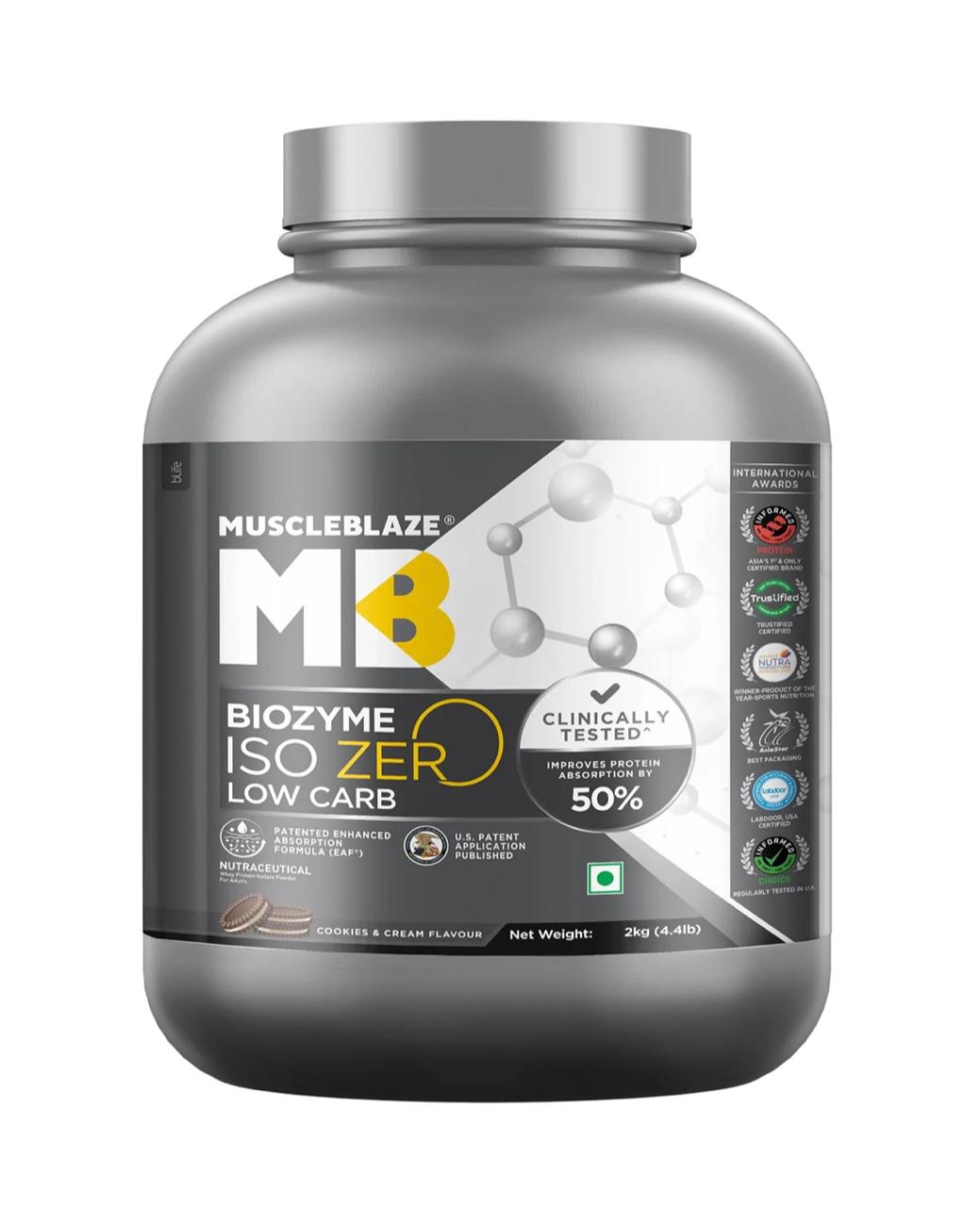 MuscleBlaze Biozyme Iso-Zero Low Carb Isolate protein , 2 kg
