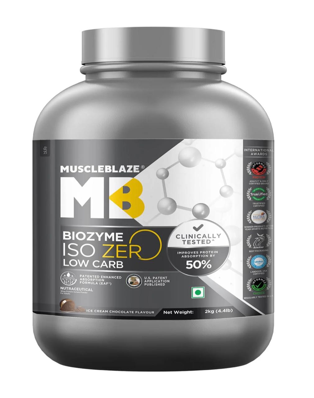MuscleBlaze Biozyme Iso-Zero Low Carb Isolate protein , 2 kg - Image 2