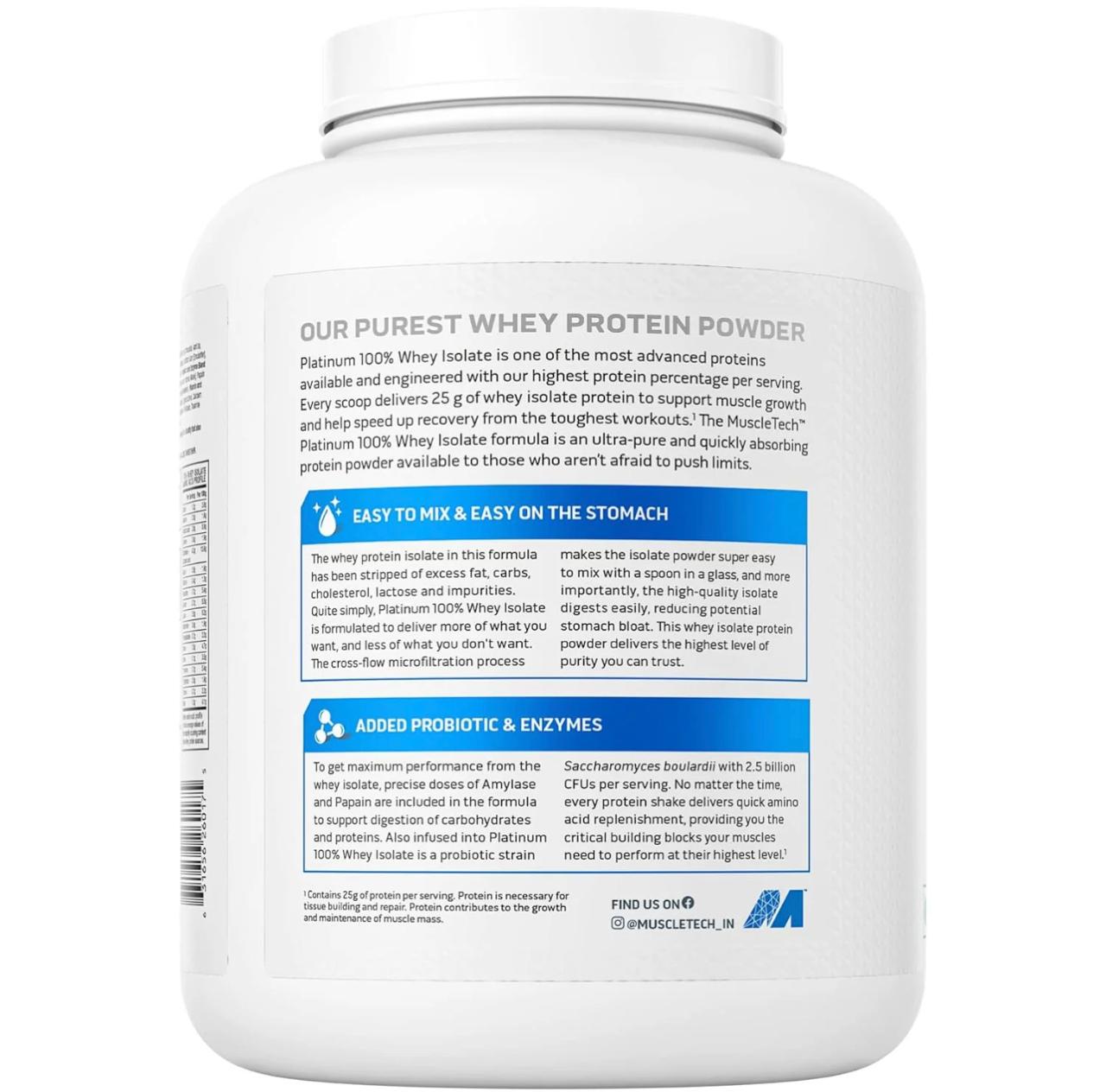 Muscletech Platinum 100% Whey Isolate Protein Powder – 4lbs - Image 3