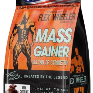 Flex Wheeler Mass Gainer 16.53 lbs | Milk Chocolate Flavor | High-Calorie Protein Powder for Muscle Growth and Recovery
