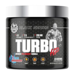 Dexter Jackson Black Series Turbo Hp Pre Workout | Advance Pre Workout Formula | Blue Raspberry Flavor | 45 Servings, 450g |Unleash Your Peak Performance