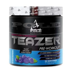 Pole Nutrition Teazer Pre-Workout For High Performance Blue Raspberry Flavor 270gm 30 Servings